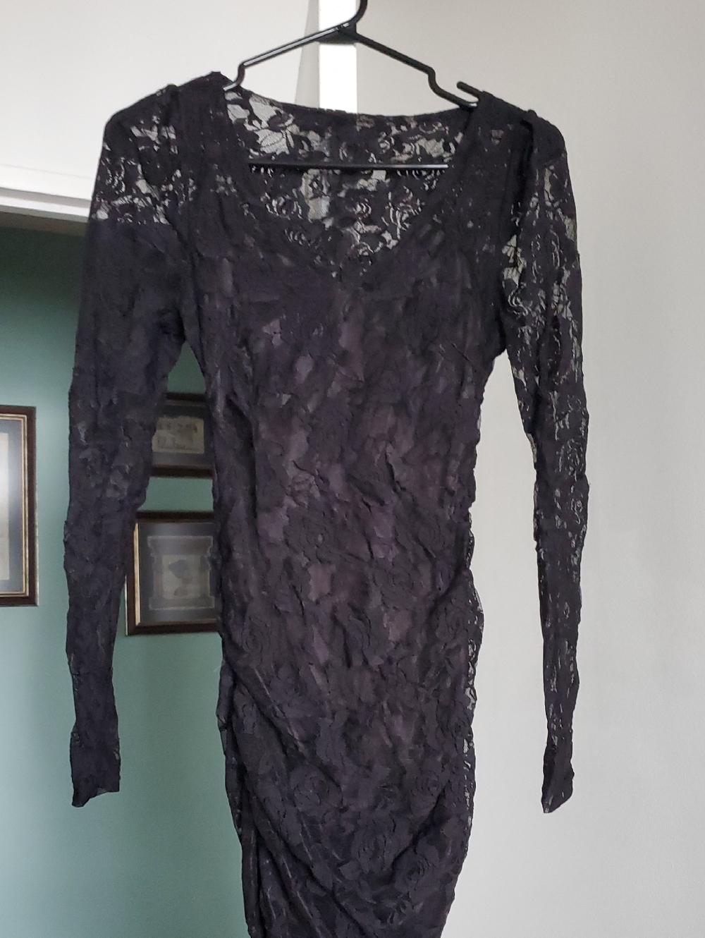 Black Lace Long-Sleeve Women's Dress